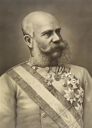 Porträtlithographie Kaiser Franz Joseph I in Uniform mit Ordensschmuck